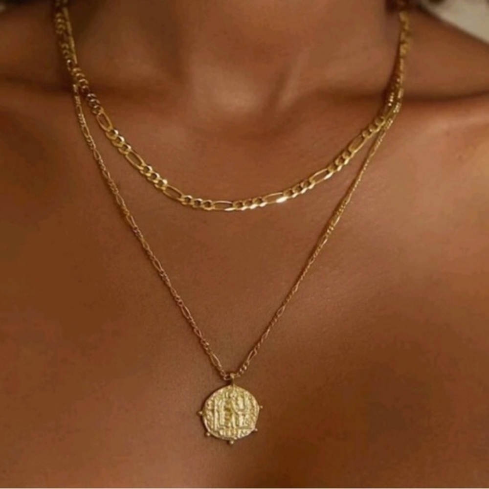 Anthropologie Minimalist Double layer Layered Italian Grecian Coin Pendant